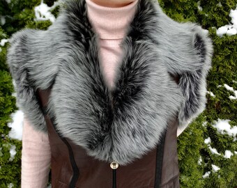 Fancy New Women Luxurious 100% Genuine Toscana Shearling Sheepskin Leather Vest M