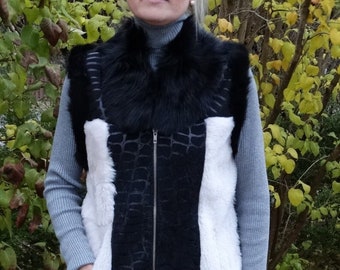Fancy New Women Luxurious 100% Genuine Toscana Shearling Sheepskin Leather Vest M, L