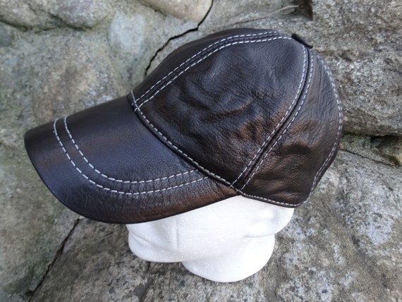 Produktbild von Herren Flache Kappe Aus 100% Echtem Leder - Gepolstert, 3-Panel, In M Bis XXL