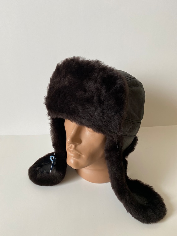 Black Leather Hat with Fur Trim Sz S s-l400.jpg main image 4