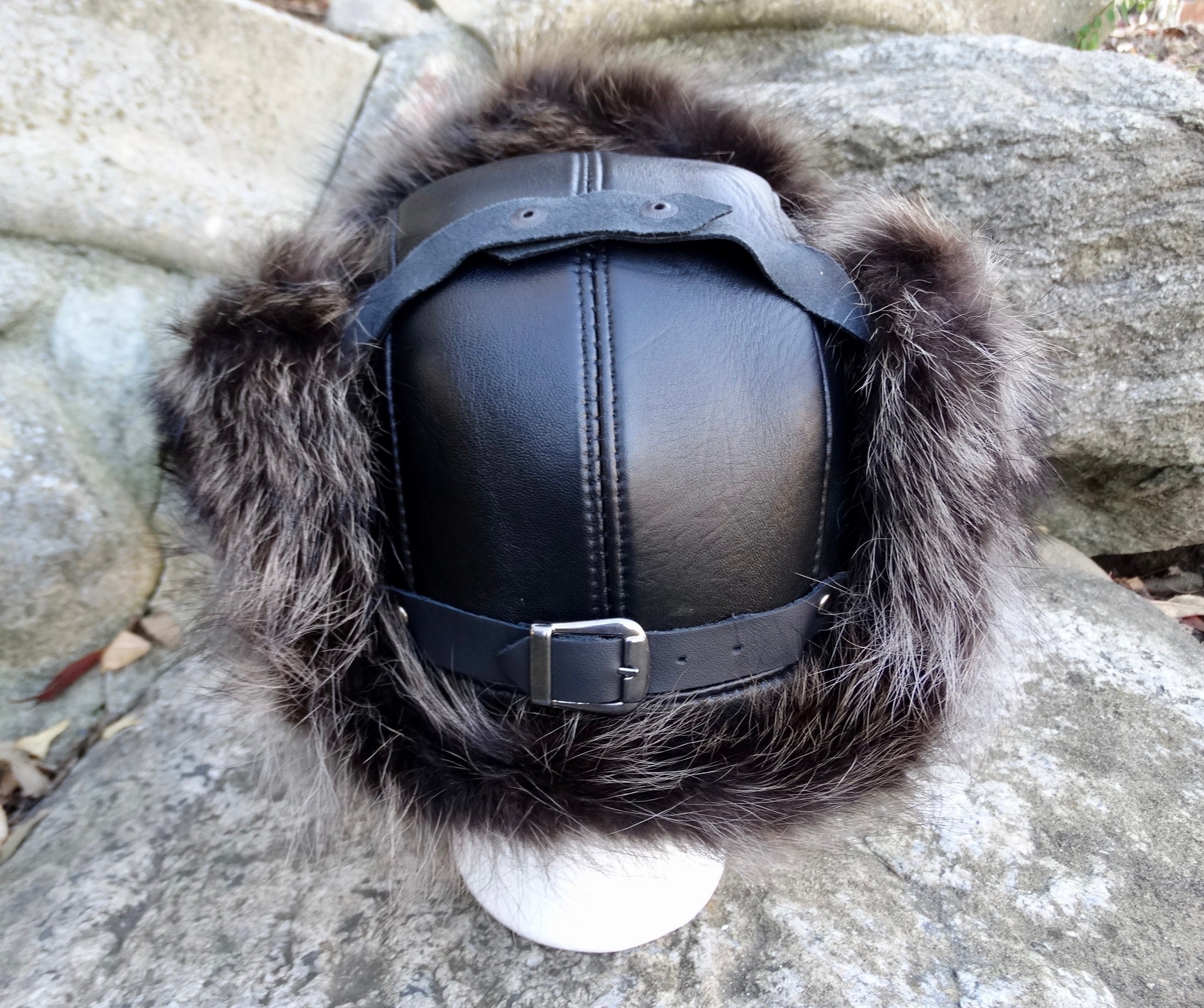 Genuine Fox Fur Real Leather Bomber Hat Ushanka Hat Unisex 