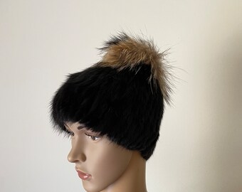 EXCELLENT CANADIAN LUTETIA MINK FUR HAT CAP WOMEN WOMAN SIZE ALL W/FEATHER Excellent Canadian Lutetia Mink Fur Hat Women Woman Size All  main image 4