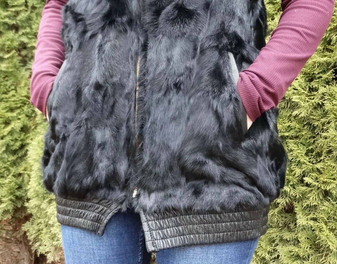 Women's Winter Black Goat Fur Vest Warm Women's Vest Etsy