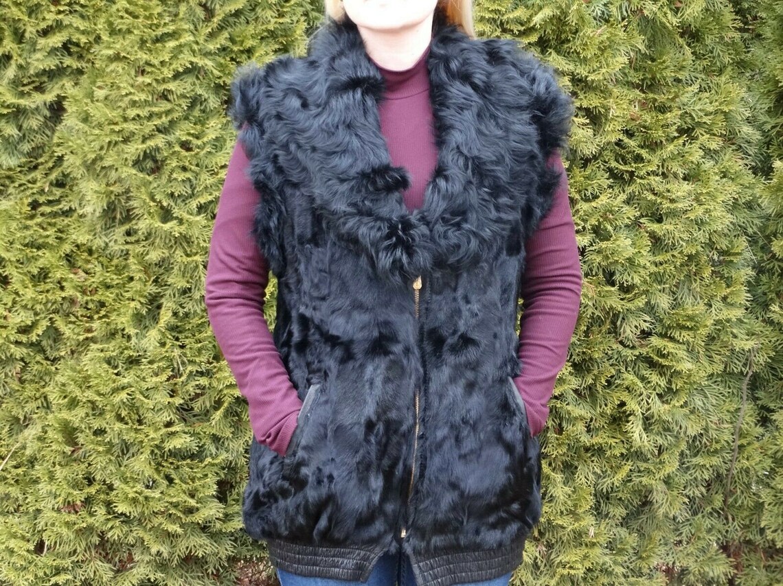 Women's Winter Black Goat Fur Vest Warm Women's Vest Etsy