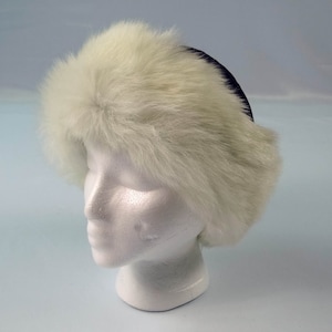 Genuine Shearling Sheepskin Fur & Leather Hat Black Winter Hat  Sizes S, M