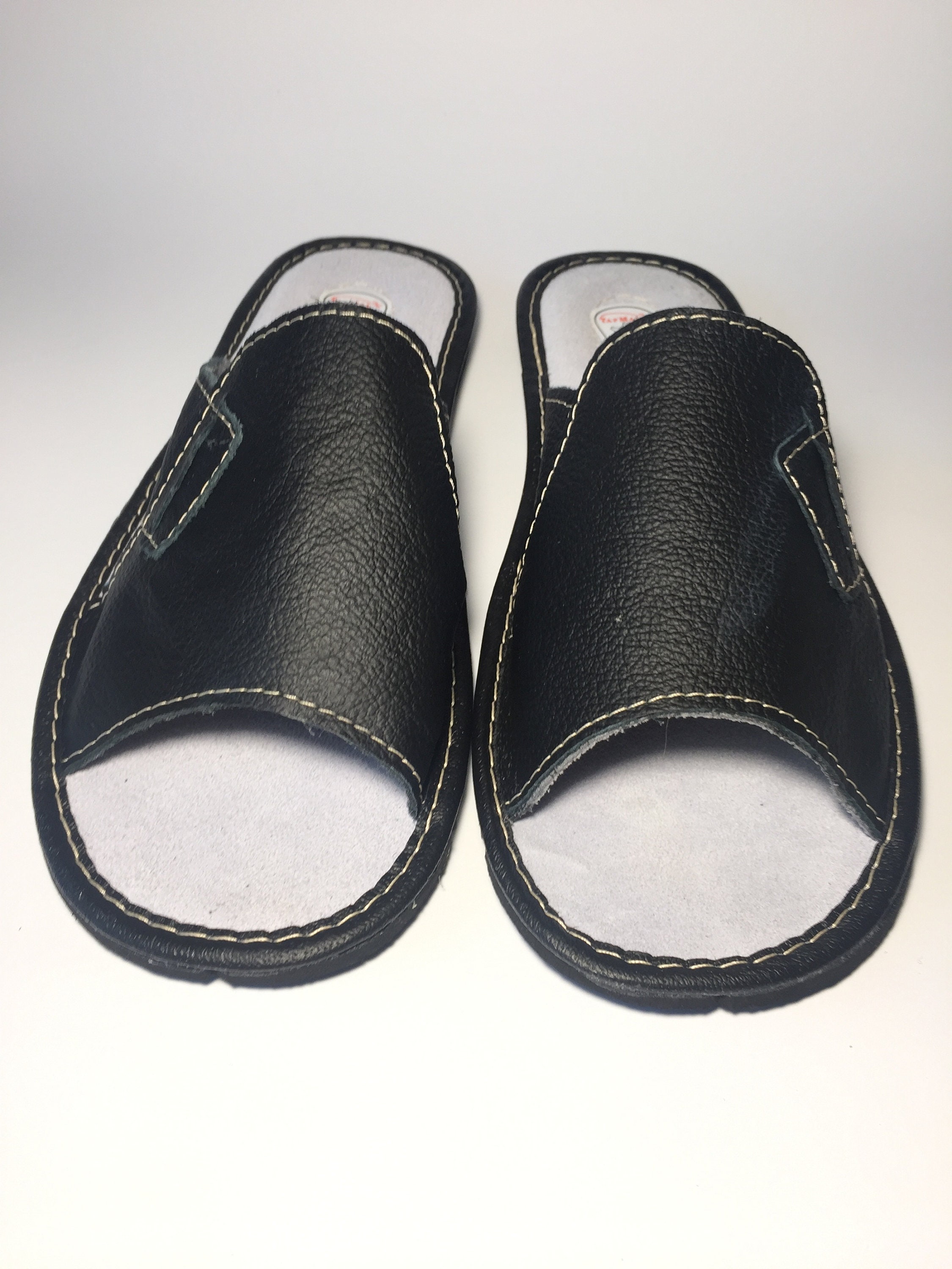 house shoes and slippers on Natural Polish Poland Leather Slippers Scuff House Shoes Etsy