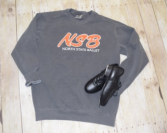 ADULT vintage look, felt lettering, unisex crewneck sweatshirt, soft fleece, North State Ballet, NSB