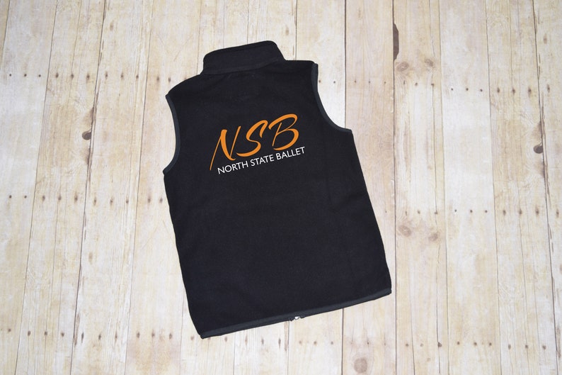 zippered NSB TODDLER and YOUTH unisex fleece vest North State Ballet