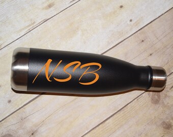 Vacuum insulated water bottle, twist cap, black, free personalization, North State Ballet, NSB