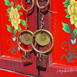 Ethnic style handcrafted brass earrings