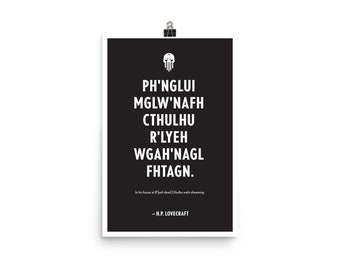 Cthulhu Art Print - HP Lovecraft print - Book Lover - Cthulhu - Mountains of Madness - Bookworm - Book Nerd