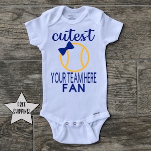 Your Team Here - High School, College, Middle School, or Minor League Baseball Onesie, Customize with own mascot and school colors!