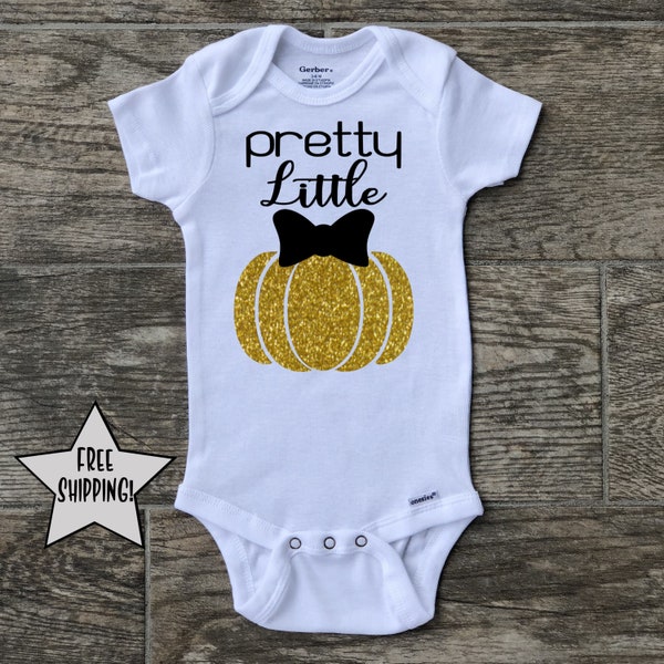 Pretty little pumpkin onesie, Halloween onesie