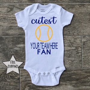 Your Team Here - High School, College, Middle School, or Minor League Baseball Onesie, Customize with own mascot and school colors!