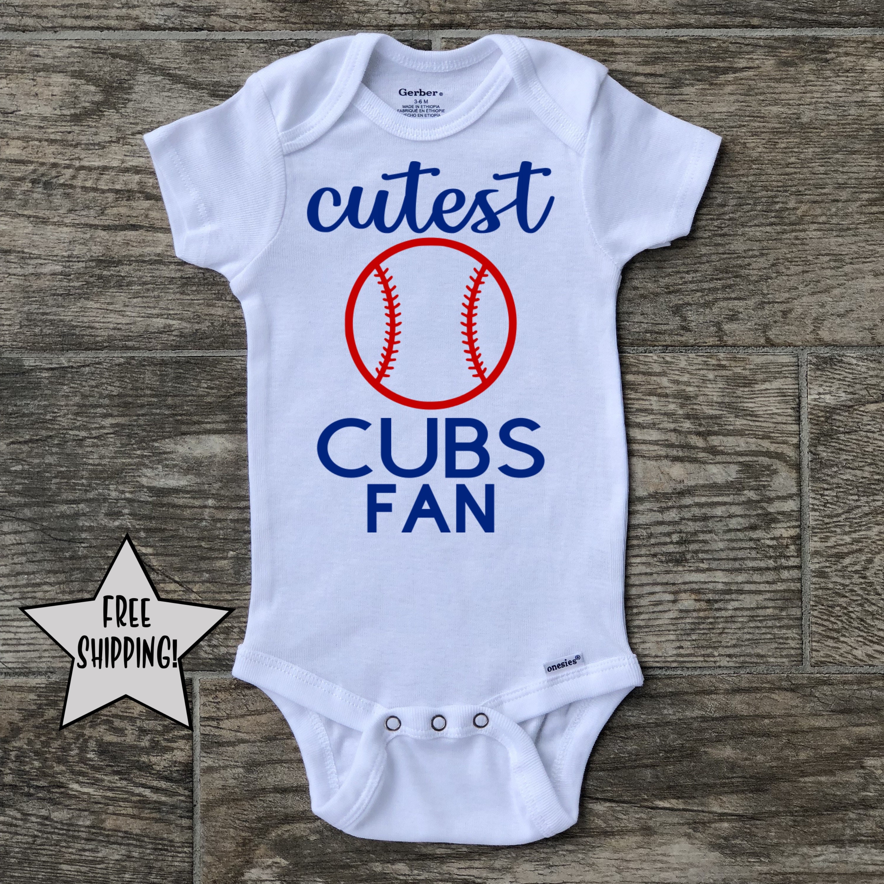 Chicago Cubs Royal Waving Bear Creeper Onesie - Clark Street Sports