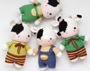 CROCHET PATTERN: Lucky the cow (English, French, Vietnamese)/ amigurumi cow/ crochet cow/ instant download pattern