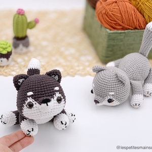 CROCHET PATTERN AMIGURUMI: Sesi the baby husky (English/Français/Espanol) , Crochet husky