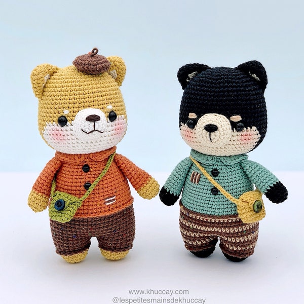 Françai/ English/ Espanol/ Tieng Viet modèle au crochet amigurumi: Aki le chien shiba