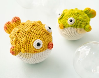 Fluffy le fugu - Tutorial de crochet (francés/inglés/vietnamita), tutorial en PDF para descargar, pez amigurumi