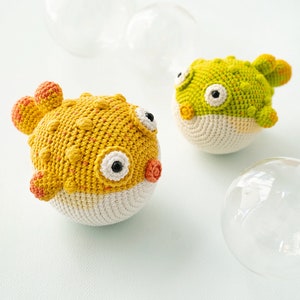 CROCHET PATTERN : Fluffy the puffer fish (amigurumi fish, crochet tutorial puffer fish)