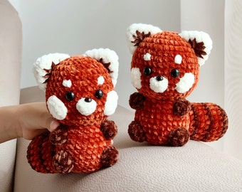 Jean the red panda - Crochet tutorial French, English, Spanish, Vietnamese - crochet red panda, plush red panda
