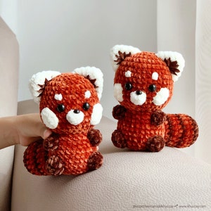 Jean the red panda - Crochet tutorial French, English, Spanish, Vietnamese - crochet red panda, red panda plush