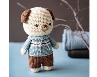 Boba the puppy - Crochet pattern (English, French, Vietnamese), crochet dog, amigurumi