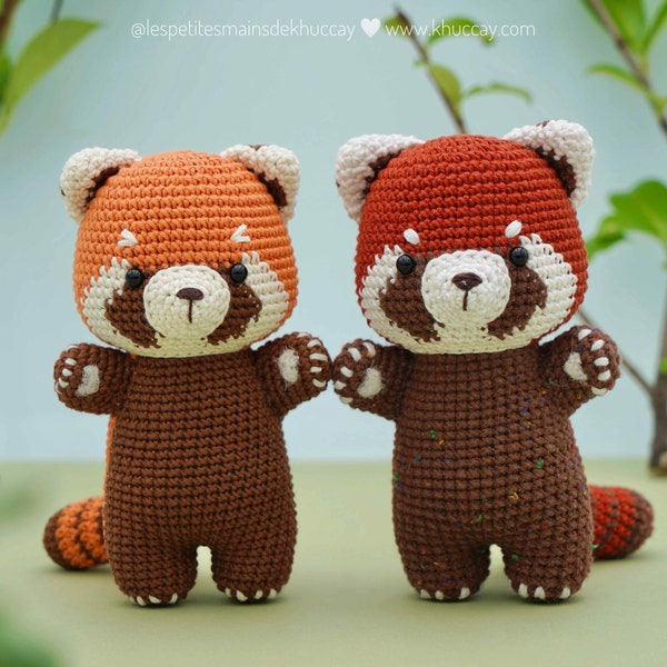 Ron le panda roux  - Crochet tutoriel (Français/Anglais/Espagnol/Vietnamien), PDF tutoriel à télécharger, peluche ourson au crochet