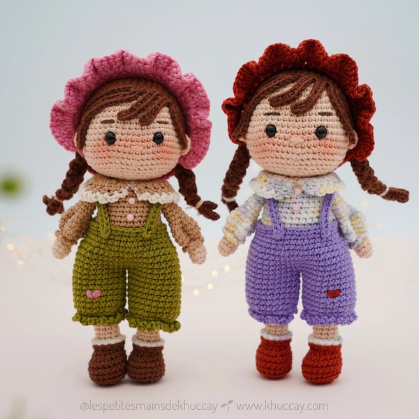 Lisa the little girl, Crochet tutorials (French, English, Spanish, Vietnamese), crochet girl, crochet doll, amigurumi