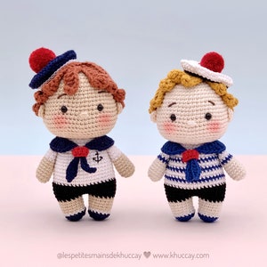 CROCHET PATTERN: Jamie and Jack the sailors (English, French, Spanish, Vietnamese), amigurumi, sailors, pdf pattern