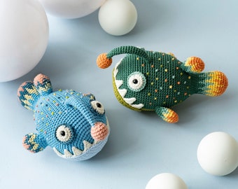 Sunny the fishing fish - Crochet tutorial (French/English/Vietnamese), PDF tutorial to download, crochet fish, plush fish