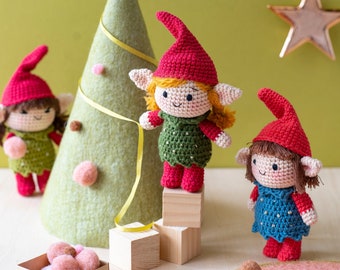 Christmas elves - Crochet tutorial (French/English/Vietnamese), PDF tutorial to download, amigurumi elves