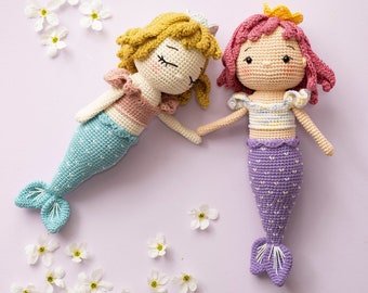 Sakura la sirène - Crochet tutoriel (Français/Anglais/Vietnamien), PDF tutoriel à télécharger, crochet sirène, peluche sirène