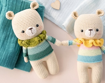 Crochet pattern AMIGURUMI: Berry the bear (English/Français/Tieng Viet), crochet bear, crochet teddy, teddy bear