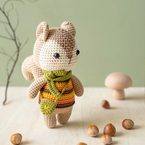 CROCHET PATTERN : Susu the squirrel (amigurumi squirrel, crochet tutorial squirrel) - English, French, Vietnamese pattern