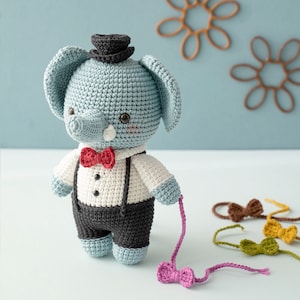 Elliot the elephant - Crochet tutorial (French/English/Vietnamese), PDF tutorial to download, amigurumi elephant