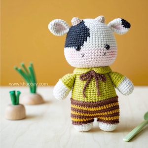 CROCHET PATTERN: Lucky the cow English, French, Vietnamese/ amigurumi cow/ crochet cow/ instant download pattern image 3