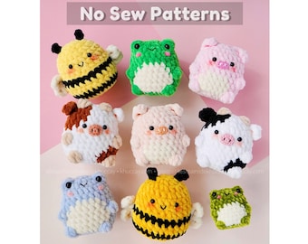 NO SEW tutorials, Farm animals combo, Crochet tutorial (French, English), easter egg combo, amigurumi, mini animals