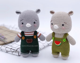 Français/English/Espanol/Tiếng Việt : Modèle au crochet Renaud le Rhino / amigurumi/ rhinocéros