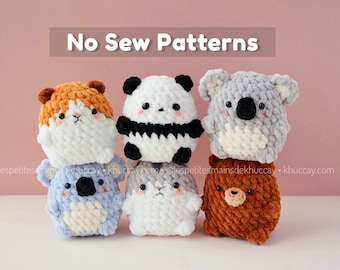 NO SEW tutos, Combo Bébé Animaux, Oeufs de Pâques, Tutoriel de crochet (français, anglais), mini animaux, oeufs animaux, amigurumi