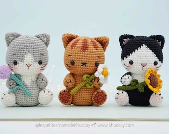 BUNDLE 3 CROCHET PATTERNS (English/Français/Espanol/Tiếng Việt) , Crochet kitty, crochet cat, amigurumi kitty