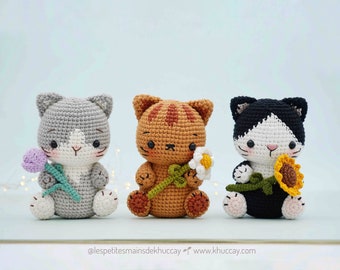 BUNDLE 3 CROCHET PATTERNS (English/Français/Espanol/Tiếng Việt) , Crochet kitty, crochet cat, amigurumi kitty