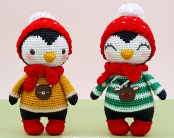 Francese/inglese/spagnolo: schema all&#39;uncinetto KUKU PENGUIN / amigurumi/ Natale all&#39;uncinetto/ pinguino
