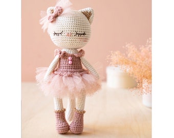 Monhi the Kitten - Crochet Tutorial (French/English/Vietnamese), PDF tutorial to download, amigurumi cat, kitten