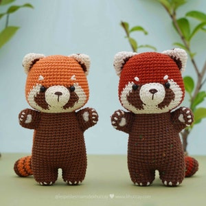 CROCHET PATTERN AMIGURUMI: Ron the red panda English/Français/Espanol/Tiếng Việt , Crochet red panda image 4