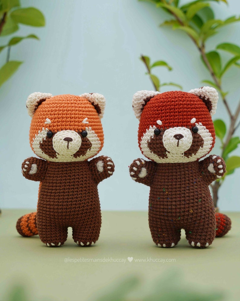 CROCHET PATTERN AMIGURUMI: Ron the red panda English/Français/Espanol/Tiếng Việt , Crochet red panda image 4