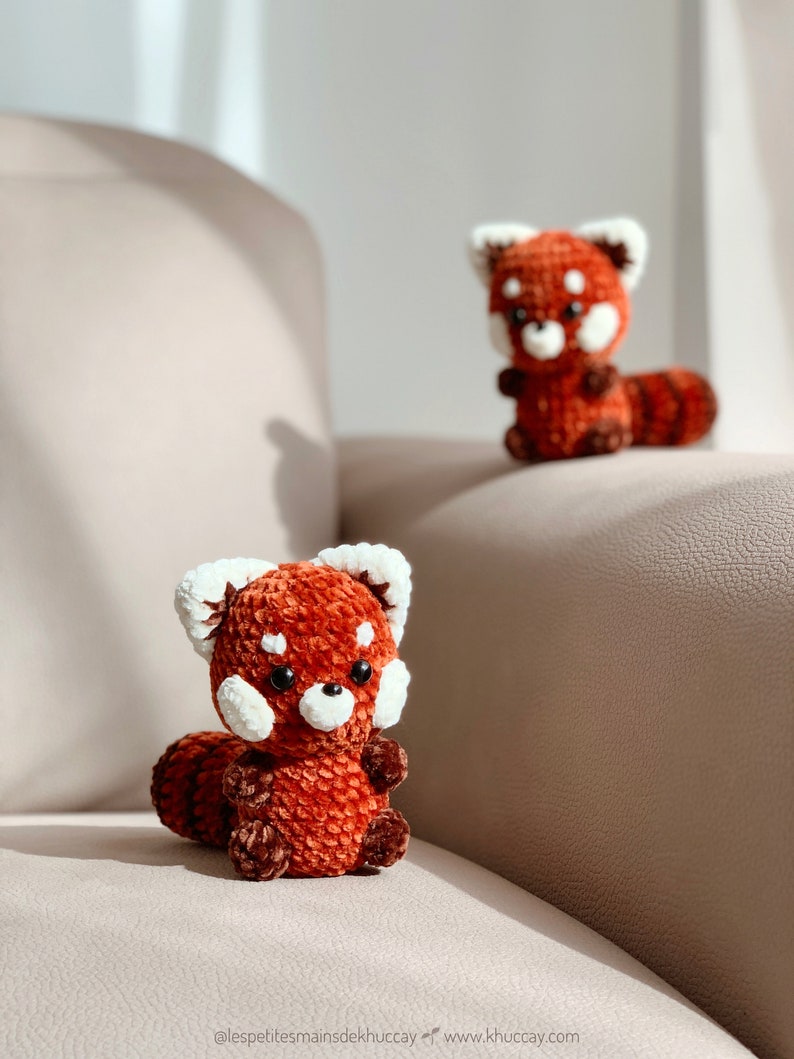 Jean the red panda - Crochet tutorial French, English, Spanish, Vietnamese - crochet red panda, plush red panda image 3
