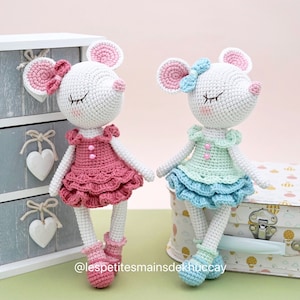 CROCHET PATTERN AMIGURUMI: Little Mouse Xuxu (English/Français/Espanol/Nederlands) , Crochet Mouse, Ballet