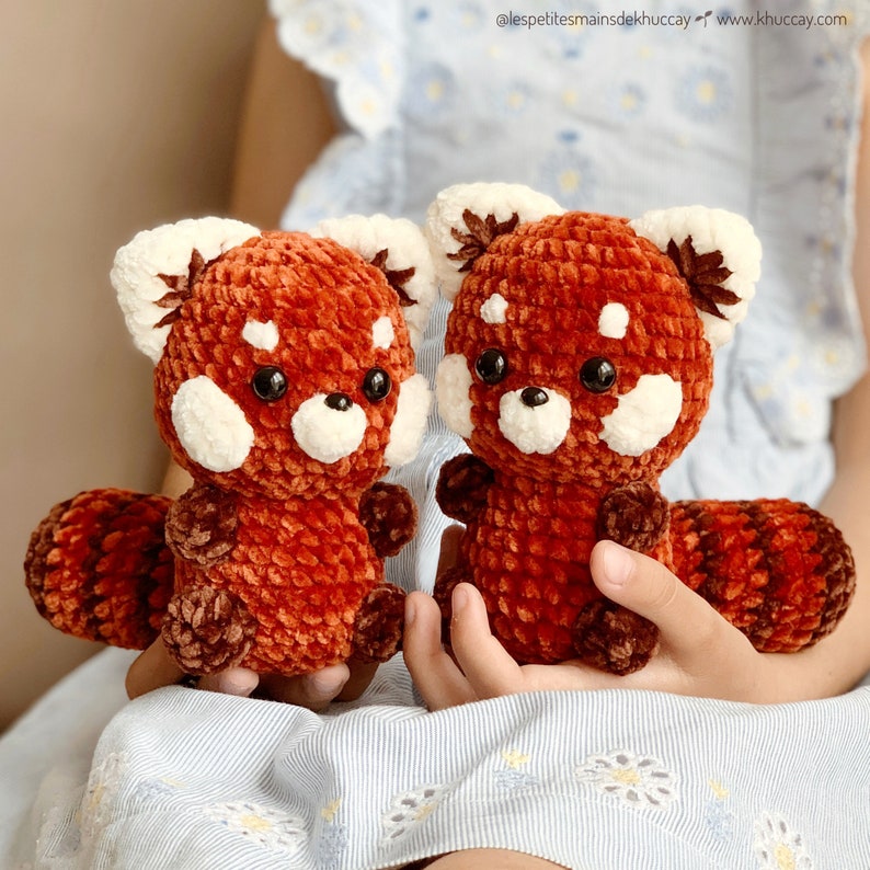 Jean the red panda - Crochet tutorial French, English, Spanish, Vietnamese - crochet red panda, plush red panda image 2