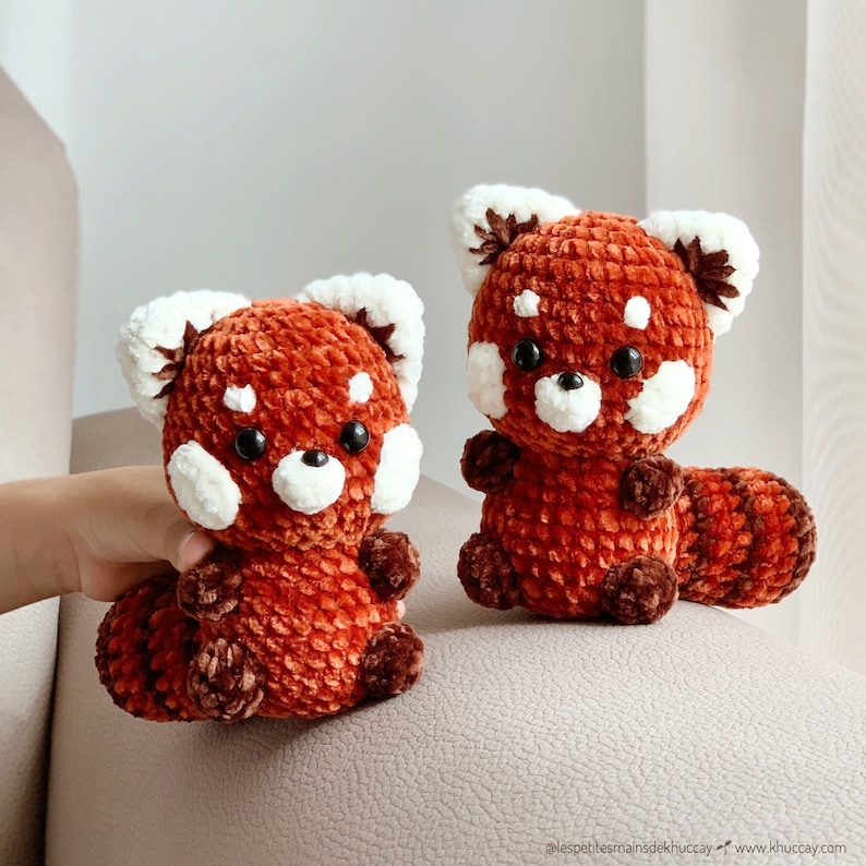 Jean the red panda - Crochet tutorial French, English, Spanish, Vietnamese - crochet red panda, plush red panda image 1